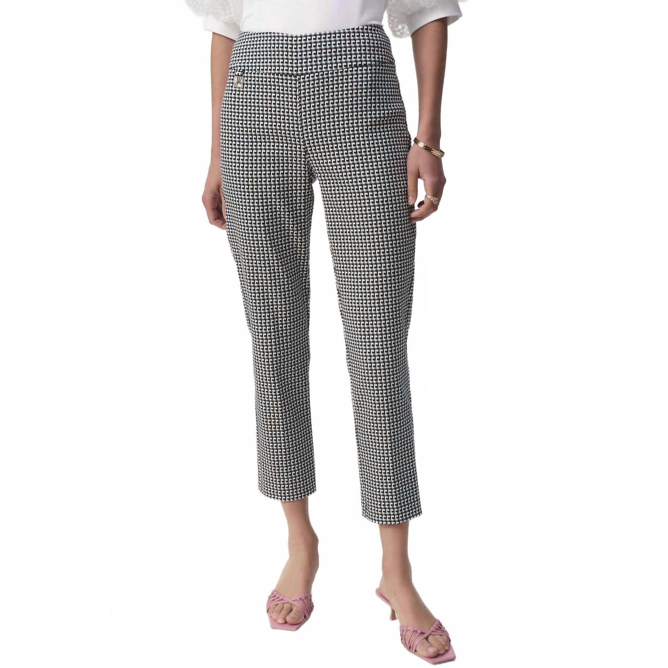New Joseph Ribkoff Slim Ankle Pant In White / Black